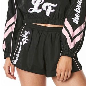 LF Store Black Windbreaker Shorts With Piping